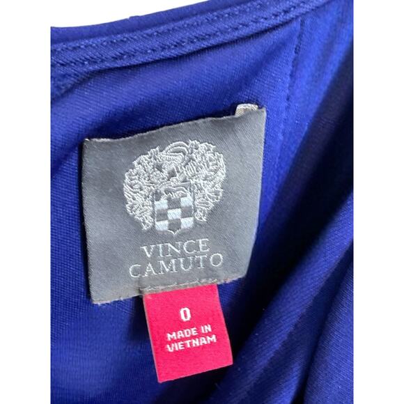 Vince Camuto Jumpsuit Women's Size 0 Blouson Blue Wide Leg Stretch Pockets - Picture 2 of 14